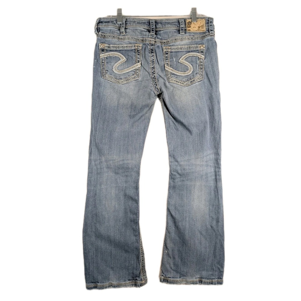 Silver Jeans Womens 29x31 Lola Low Rise Bootcut Light Wash Blue Distressed Denim